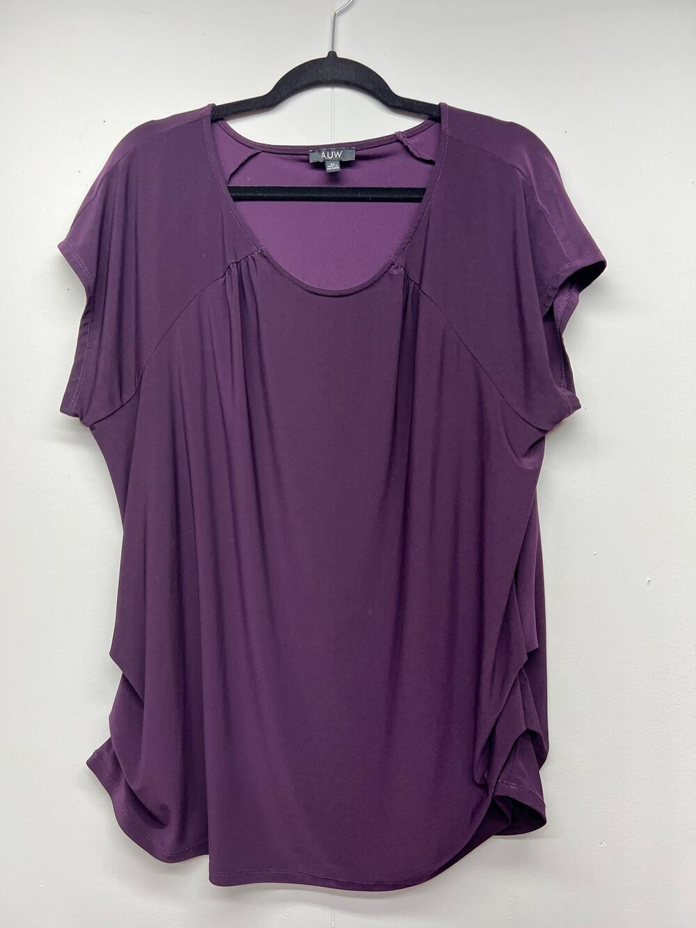A.U.W Purple Ruched Sides Top Womens 2X Dressy Formal Party Event Work Office